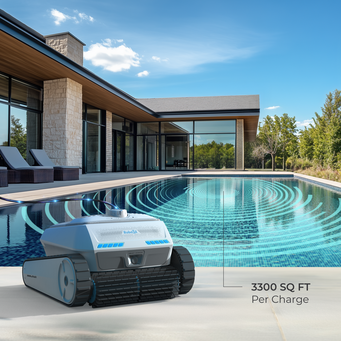 RoboSil RP1 Robotic Pool Cleaner Cordless with App - Up To 3,229 Sq.Ft