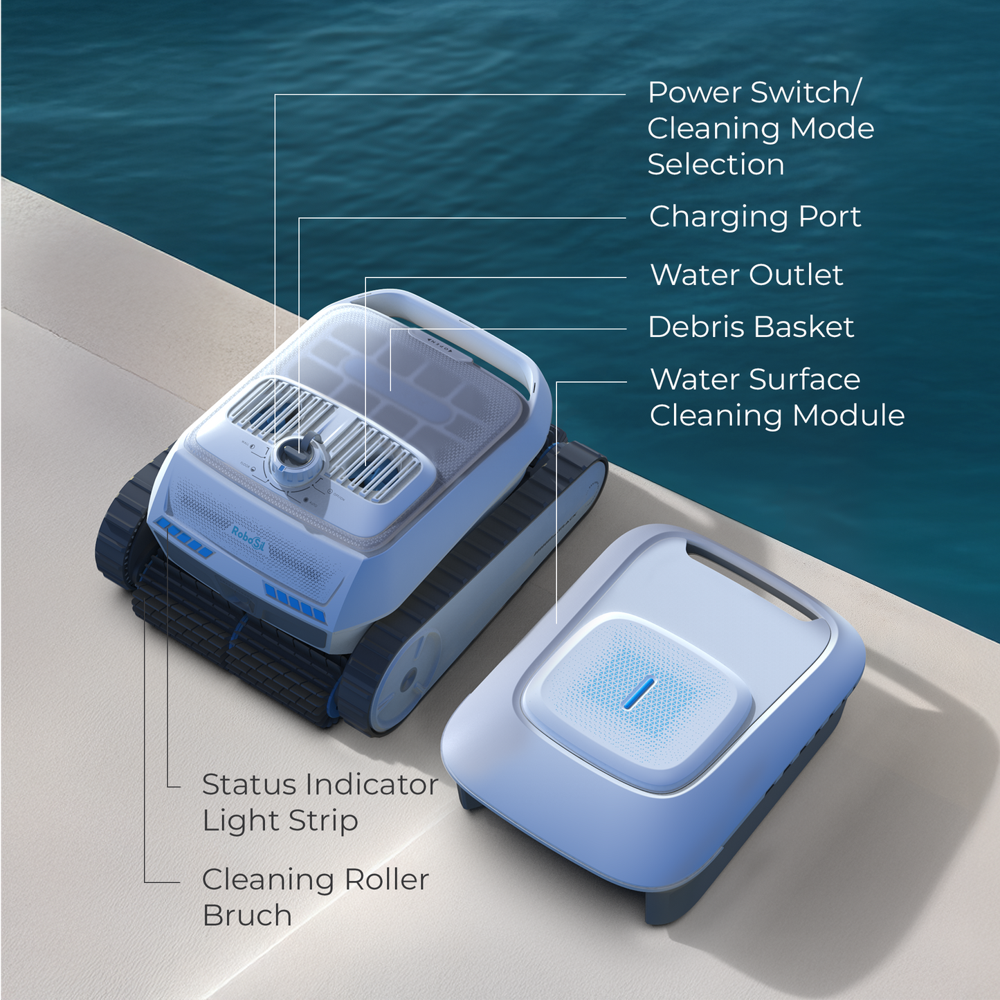 RoboSil RP1 Robotic Pool Cleaner Cordless with App - Up To 3,229 Sq.Ft